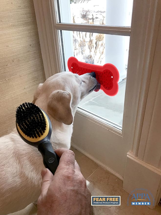 Lick Lick Pad Dog Accessories | Pet Shower Attachment | Dog Peanut Butter Lick Pad | Dog Bathing Station | Dog Bathing Supplies | Veterinarian Used | Suction to Wall | Large