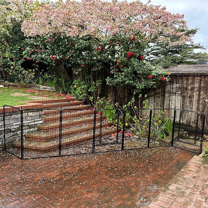 FXW Rollick 40 inch 8 Panels Dog Playpen & FXW Fence-to-Wall Anchors