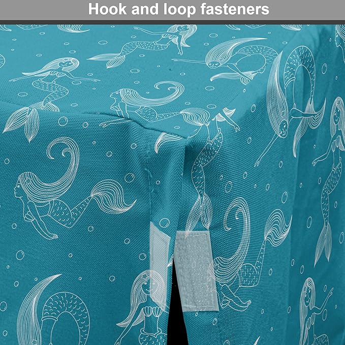 Lunarable Mermaid Tail Dog Crate Cover, Cartoon Design of Aquatic Girl Swimming Underwater Bubbles, Easy to Use Pet Kennel Cover for Medium Large Dogs, 36 Inch, Dark Turquoise Ivory