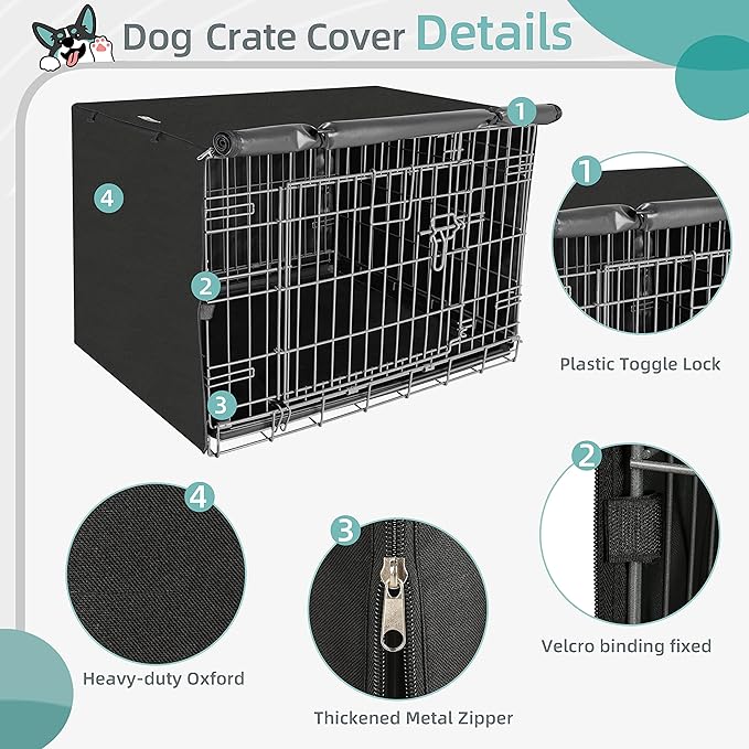 Dog Crate Cover, 30 Inch Dogs Kennel Covers for Medium and Large Puppy, Lightweight 600D Polyester Fabric,Machine Wash & Dry, Black