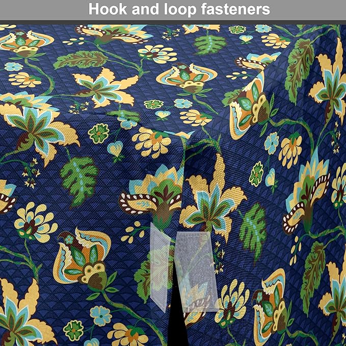 Lunarable Jacobean Dog Crate Cover, Triangles with Floral Pattern Stalks Leaves Flowers Whimsical Nature, Easy to Use Pet Kennel Cover for Small Dogs Puppies Kittens, 18 Inch, Dark Blue Green Mustard