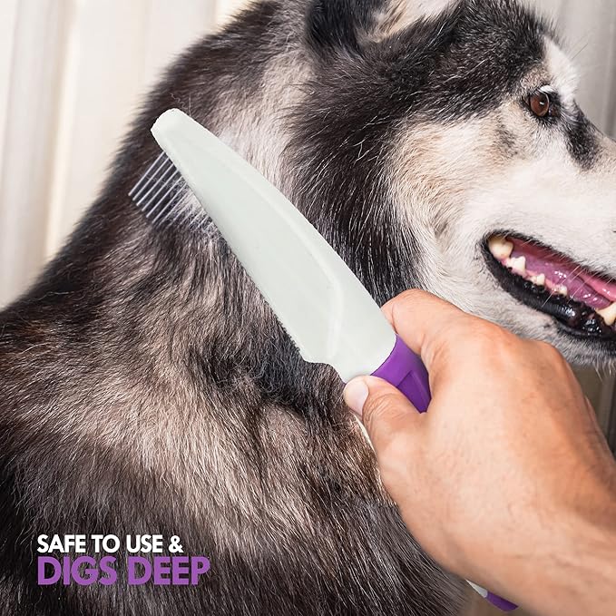 Pet Comb to Comb Your Dogs,Cats,Poodles Hair- Rotatable Pins, Easy to Use, Slip Proof- Best Dog Comb for Grooming Your Dog