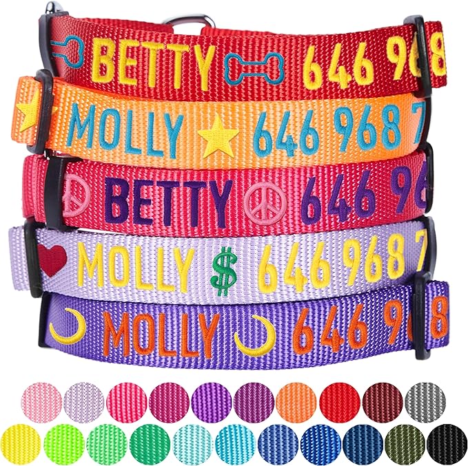 Blueberry Pet Essentials Personalized Martingale Safety Training Dog Collar, French Pink, Small, Adjustable Customized ID Collars for Dogs Embroidered with Pet Name & Phone Number