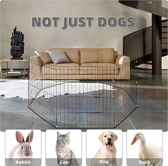 BalanceFrom Foldable Metal Exercise Pet Play Pen with Door for Dogs, 24-inch and 30-inch Tall