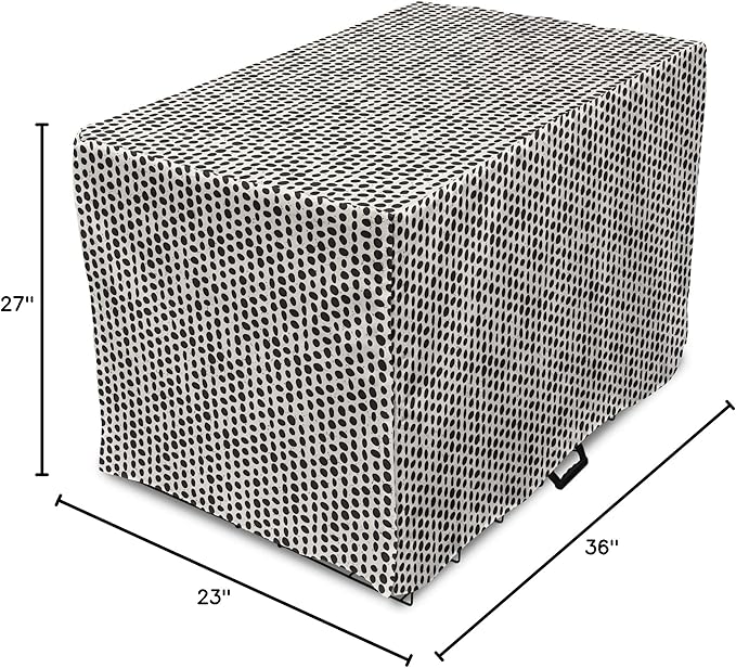 Lunarable Abstract Dog Crate Cover, Monochrome Grunge Pattern with Modern Round Shapes Print, Easy to Use Pet Kennel Cover for Medium Large Dogs, 36 Inch, Grey Charcoal