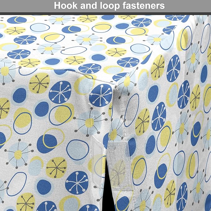 Lunarable Yellow and Blue Dog Crate Cover, Random Doodle Circles Abstract Floral Pattern, Easy to Use Pet Kennel Cover for Small Dogs Puppies Kittens, 22 Inch, Pale Yellow Pale Blue