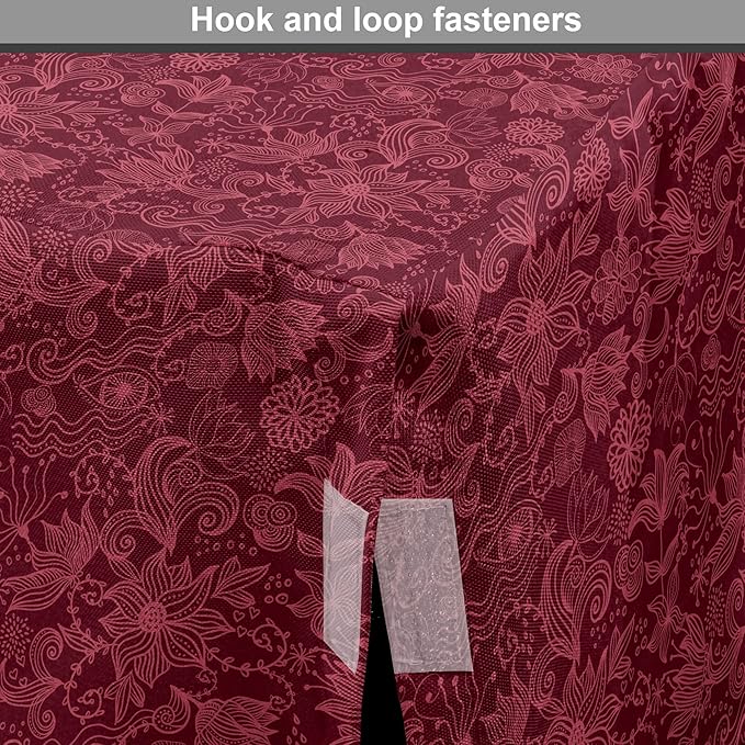 Lunarable Burgundy Dog Crate Cover, Cheerful Nature Inspired Gardening Pattern with Blooming Flowers Ornate Style, Easy to Use Pet Kennel Cover for Medium Large Dogs, 48 Inch, Burgundy Coral