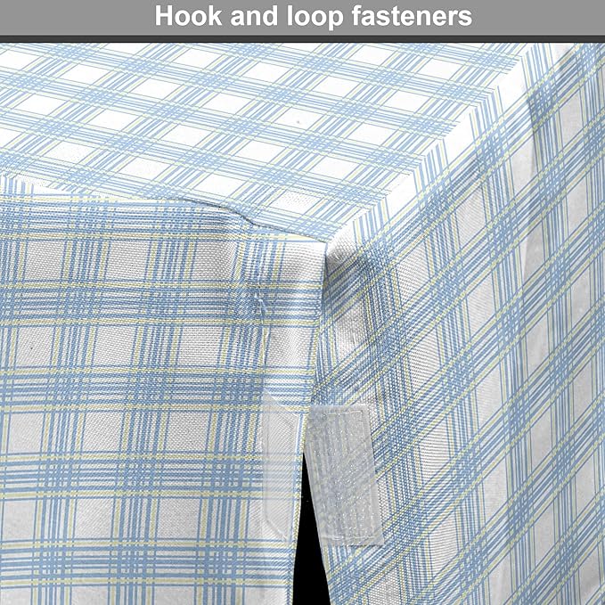 Lunarable Plaid Dog Crate Cover, Geometrical Striped Old Fashioned Pattern Pastel Colors Country, Easy to Use Pet Kennel Cover for Medium Large Dogs, 42 Inch, Pale Blue Yellow White