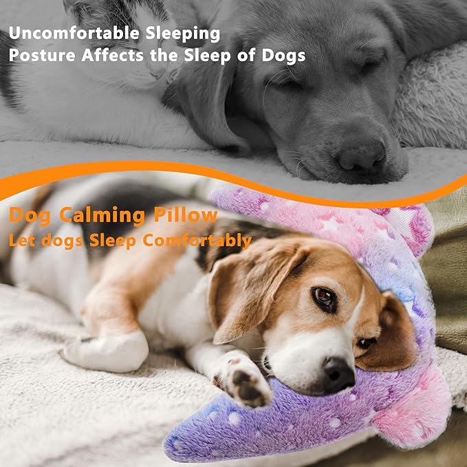 Pet Calming Pillow for Dogs, Soft U-Shaped Pillow Glow in The Dark, Joint Relief, Sleep Comfortably,Suit for Small, Medium, Large Dogs, Fluffy Pet Neck Pillow (S-Pink)