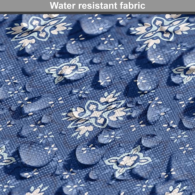 Lunarable Damask Blue Dog Crate Cover, Azulejo Talavera Inspired Continuous Pattern of Motif, Easy to Use Pet Kennel Cover for Cats & Medium Dogs, 24 Inch, Dark Sky Blue Pale Blue