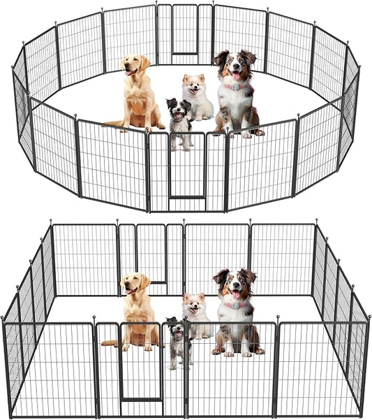HealSmart Dog Playpen Indoor, Puppy Playpen Indoor for Yard, Camping, 32" Height 16 Panels Heavy Duty Dog Pen for Small/Medium Dogs, Black