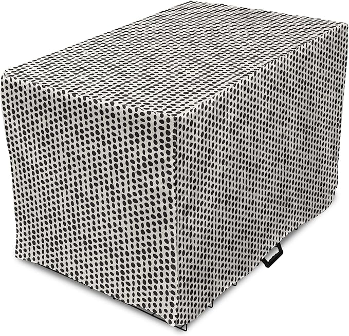 Lunarable Abstract Dog Crate Cover, Monochrome Grunge Pattern with Modern Round Shapes Print, Easy to Use Pet Kennel Cover for Medium Large Dogs, 36 Inch, Grey Charcoal