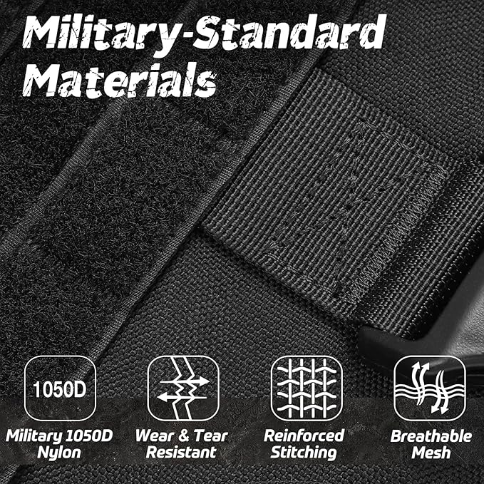 rabbitgoo Tactical Dog Harness for Large Dogs, Heavy Duty Dog Harness with Handle, No-Pull Service Dog Vest Large Breed, Adjustable Military Dog Vest Harness for Training Hunting Walking, Black, XL