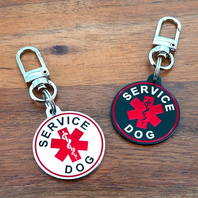 Service Dog ID Tag for Small & Large Dogs - Emotional Support ESA Medical Alert Collar Accessory - Durable Stainless Steel Service Animal Tag - Classic Service Tag in Silver Large