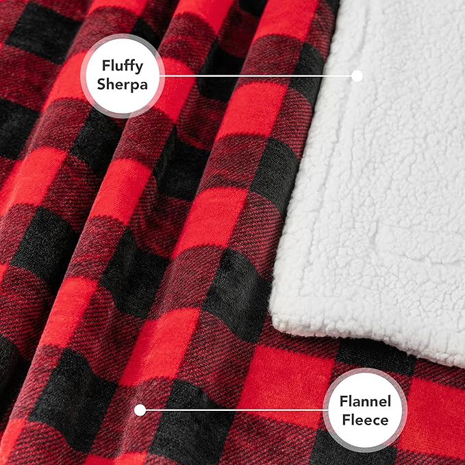 PetAmi Dog Blanket for Medium Large Dogs, Pet Bed Blanket Cat Puppy Kitten, Fleece Furniture Couch Cover Protector Sofa Car, Soft Sherpa Dog Throw Plush Reversible Washable, 40x60 Checker Red