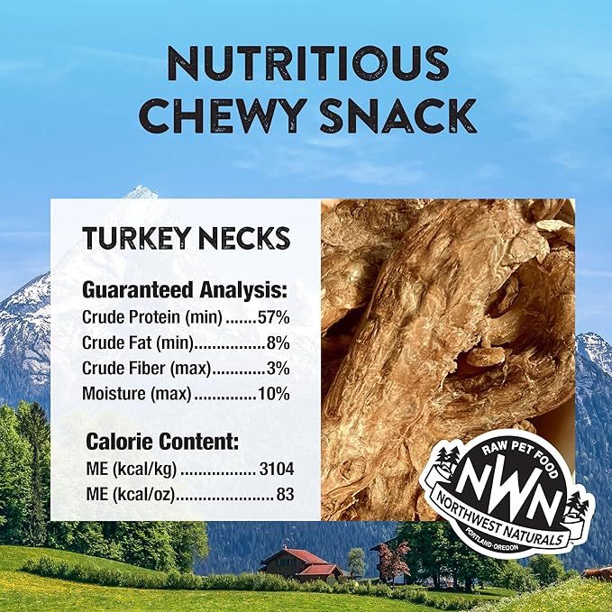 Northwest Naturals Raw Rewards Freeze-Dried Turkey Neck Treats for Dogs and Cats - Bite-Sized Pieces - Healthy, 1 Ingredient, Human Grade Pet Food, All Natural - 6 Oz (Pack of 3)