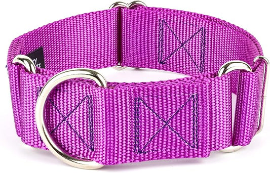 Country Brook Petz - Vibrant 18 Color Selection - 1 1/2 Inch Martingale Heavyduty Nylon Dog Collar (Extra Large, Bright Purple)