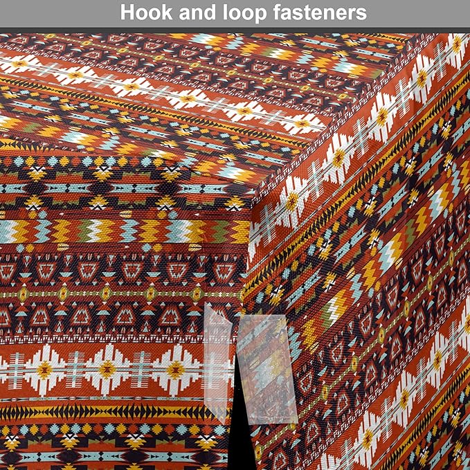 Lunarable Aztec Dog Crate Cover, Ornate Rich Motifs in Autumn Colors Geometric and Floral Design Old Tribal, Easy to Use Pet Kennel Cover for Cats & Medium Dogs, 24 Inch, Orange Yellow Blue