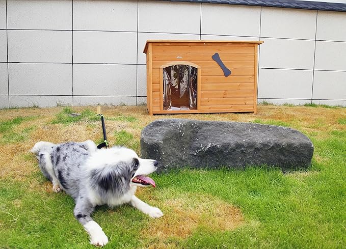 Wooden Doghouse for Small, Medium, Large Dogs, Waterproof, Outdoor/Indoor Kennel,Puppy Shelter with Elevated Floor (Natural, M)