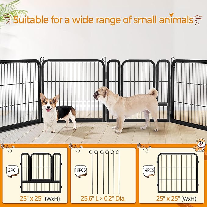 Yaheetech Dog Playpen Outdoor, 24 inch 16 Panels Dog Pen Indoor Heavy Duty Puppy Exercise Pen Metal Pet Fence for RV Camping/Yard/Garden