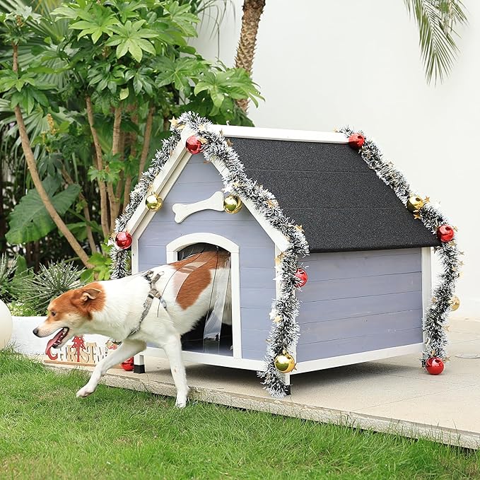 Solid Wood Dog House Comfortable Outdoor Shelter for Medium-Sized and Smaller Dog Sturdy, Durable and Easy to Clean,Can DIY,33.5’’D×30.7’’W×32.3’’H