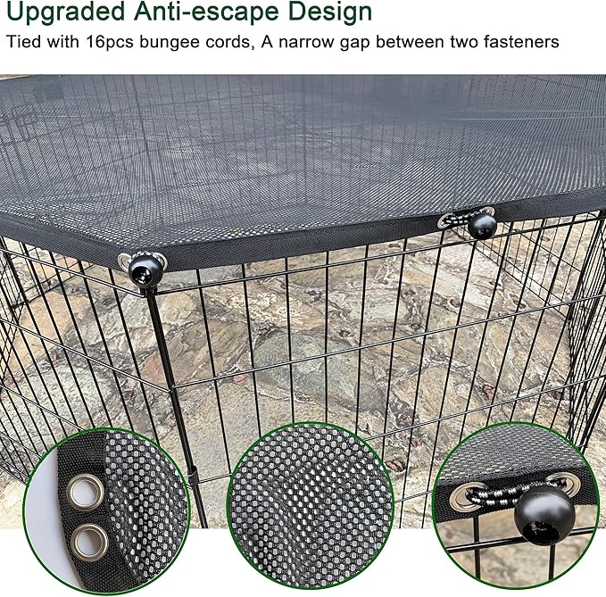 Universal Octagonal Dog Playpen Top Cover, Provide Shade and Security for Pets Outdoor and Indoor, Fits All 24" Wide 8 Panel Pet Exercise Pen (8x24 W Cover, Mesh)