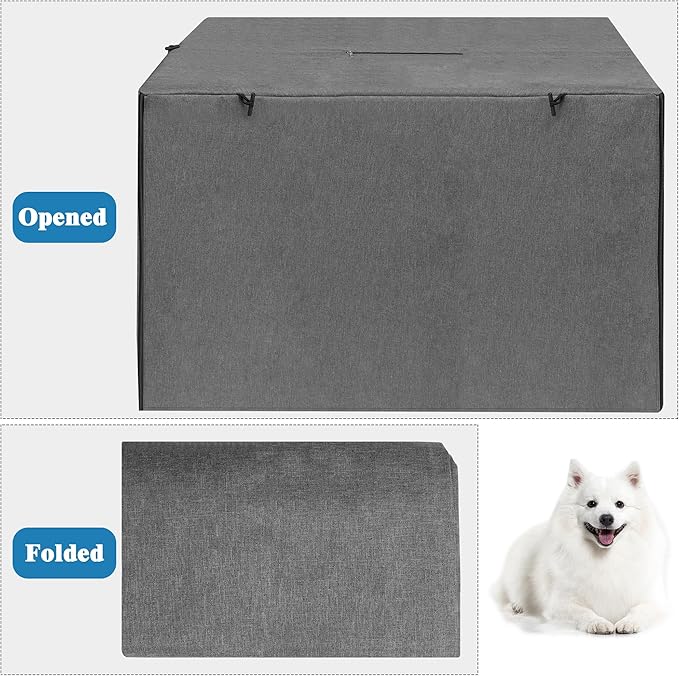 Deblue Indoor 54 Inches Dog Crate Cover, Privacy Durable Polyester Pet Kennel Covers Universal Fit for Wire Crate (Grey)