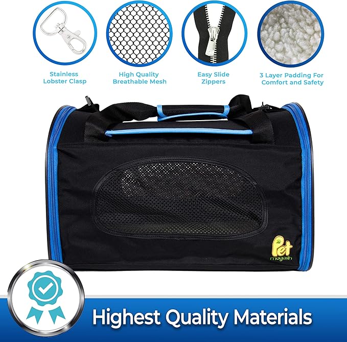 PET MAGASIN Foldable Pet Carrier Waterproof, Collapsible Soft Pet Transport Bag for Cats, Small Dogs & Pets for Car & Plane
