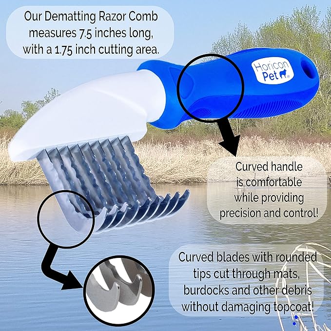Ultimate Pet Dematting & Deshedding Set - 3 in 1 Grooming Tool Set - Dual Sided Undercoat Rake, Dematting Razor Comb & Detangling Pet Comb