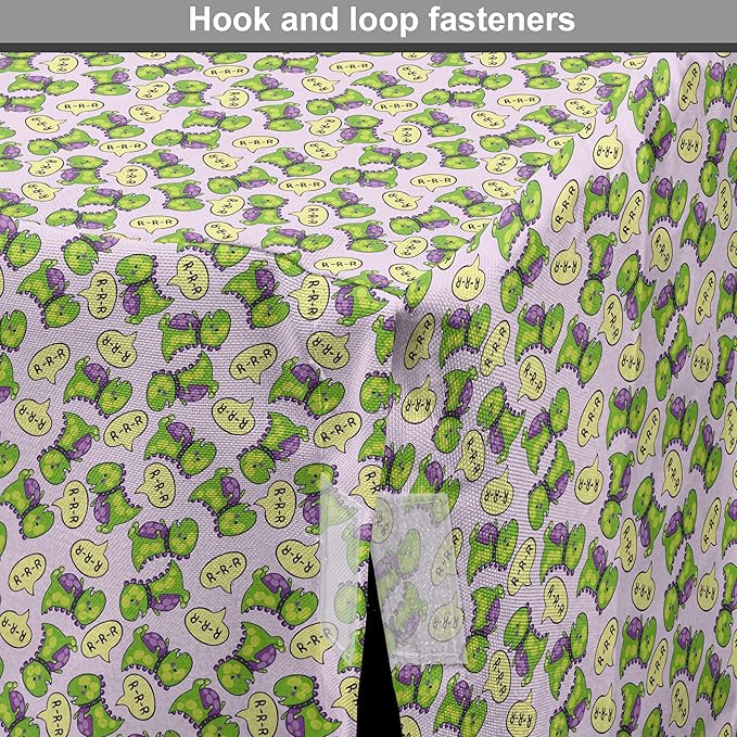 Lunarable Fantasy Dog Crate Cover, Green Dinosaurs Pattern Speech Bubbles Archeology Animal, Easy to Use Pet Kennel Cover for Medium Large Dogs, 48 Inch, Lilac Violet Green