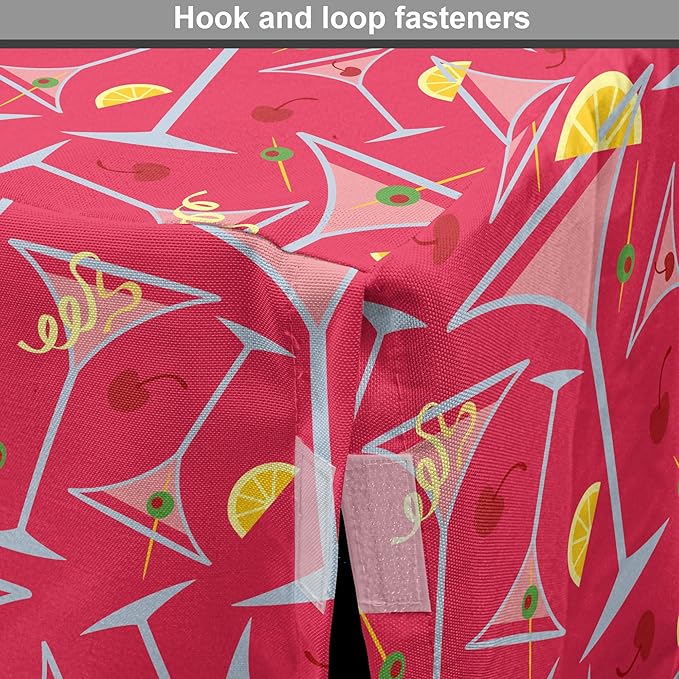 Lunarable Drinks Dog Crate Cover, Exotic Pattern of Tropical Cocktail Party Glasses with Lemons Slice, Easy to Use Pet Kennel Cover for Medium Large Dogs, 36 Inch, Dark Coral Multicolor