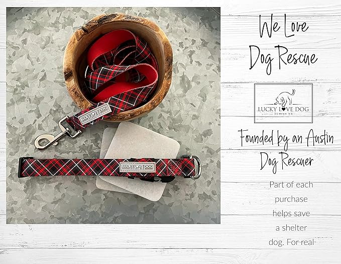 Lucky Love Dog, Evergreen No Slip Dog Collar, Vivid Berry Plaid Martingale Dog Collar for Boy and Girl Dogs - (Small, Heywood Martingale)