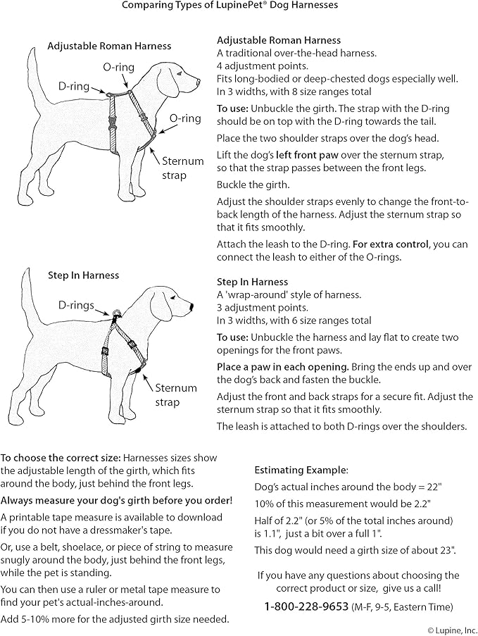 LupinePet Originals 1" Puppy Love 19-28" Step In Harness for Medium Dogs