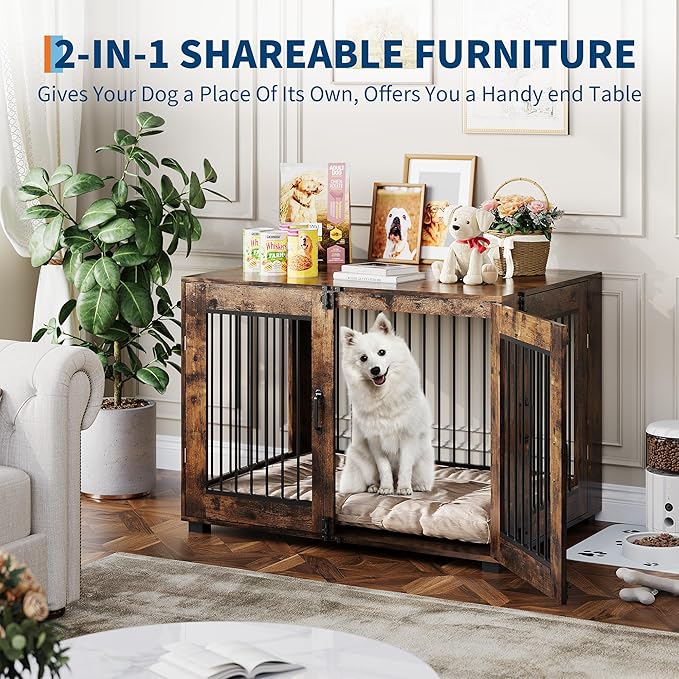 23.6" L Dog Crate Furniture, Stylish Dog Cage for Indoor Use, End Table Wooden Dog Kennel for Small Dogs, Functional and Heavy Duty Dog Kennel Furniture