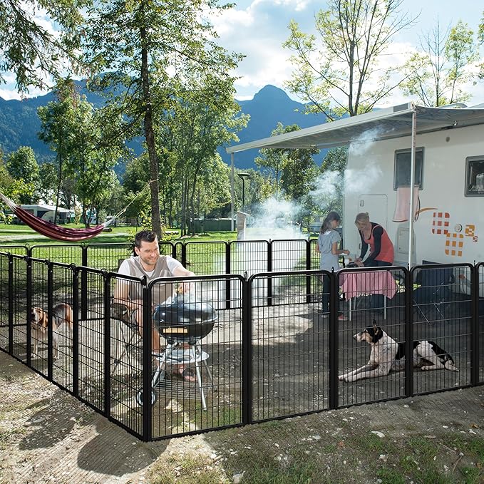 Yaheetech Dog Playpen Outdoor, 40 inch 8 Panels Dog Pen Indoor Heavy Duty Puppy Exercise Pen Metal Pet Fence for RV Camping/Yard/Garden