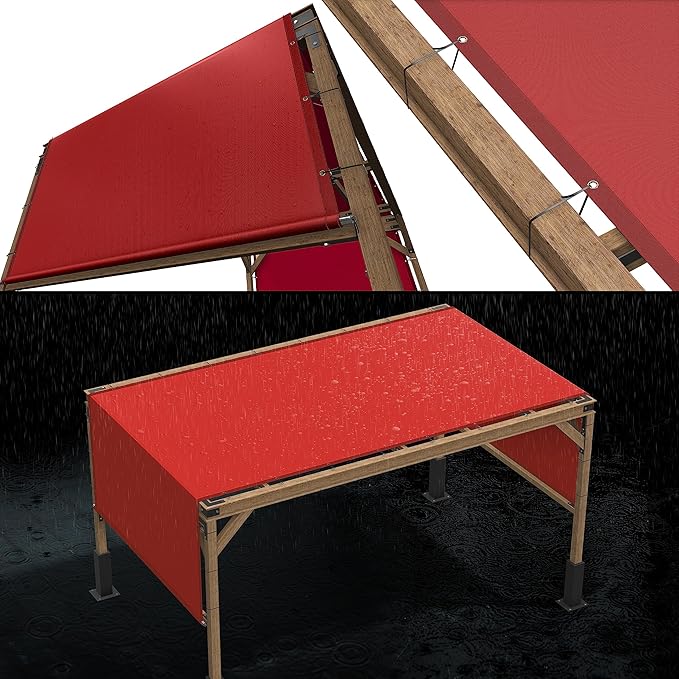ColourTree 9' x 9' Red Custom Size Waterproof Shade Cloth with Grommets - 90% Sunblock, Durable Mesh Fabric Tarp for Dog Kennel Cover, Fence Privacy Screen, Greenhouse, Coop & Pet Playpen