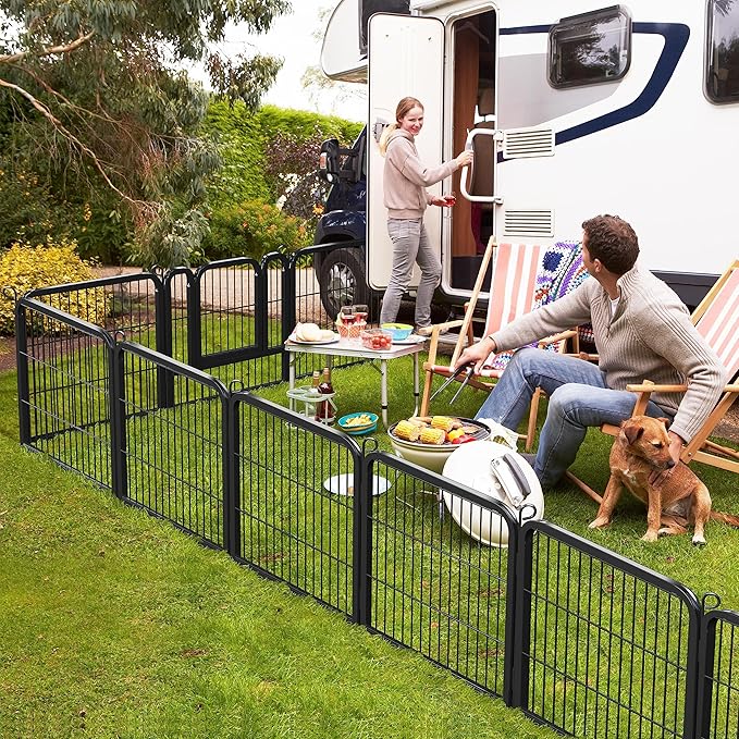 Yaheetech Dog Playpen Outdoor, 24 inch 8 Panels Dog Pen Indoor Heavy Duty Puppy Exercise Pen Metal Pet Fence for RV Camping/Yard/Garden