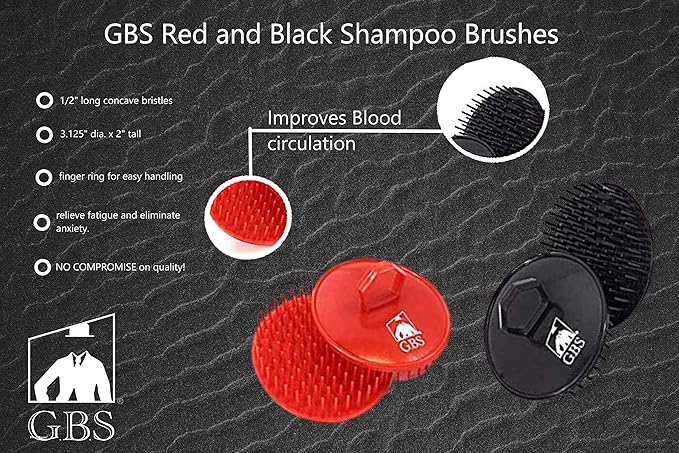 G.B.S Stylish Easy to Hold Hair Scalp Shampoo Brush #100 Scrubber Helps to Remove Dandruff, Promotes Hair Growth Head Massager Brush for Home, Office, Travel, Gym Pack of 6 (3 Black, 3 Red)