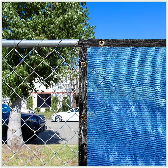 ColourTree 8' x 16' Blue Custom Size Shade Cloth with Grommets - 90% Sunblock, Durable Mesh Fabric Tarp for Dog Kennel Cover, Fence Privacy Screen, Greenhouse, Chicken Coop & Pet Playpen