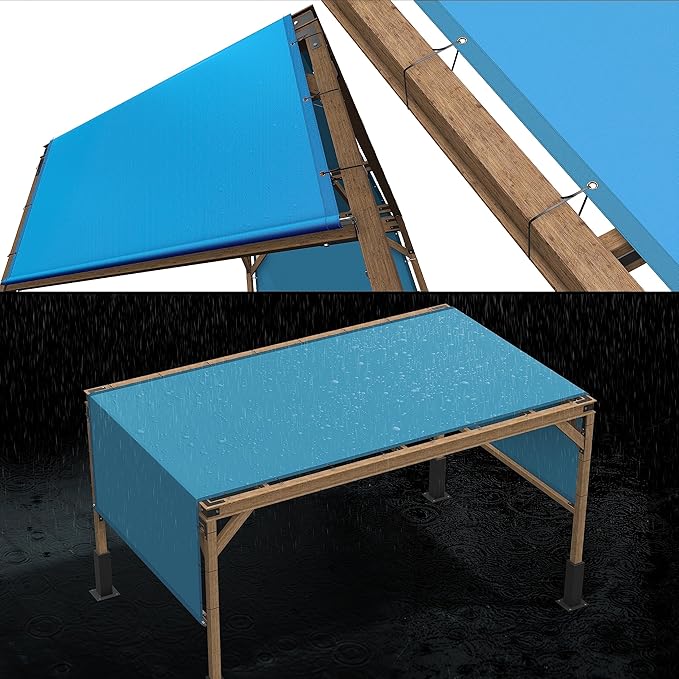 ColourTree 6' x 21' Blue Custom Size Waterproof Shade Cloth with Grommets - 90% Sunblock, Durable Mesh Fabric Tarp for Dog Kennel Cover, Fence Privacy Screen, Greenhouse, Coop & Pet Playpen