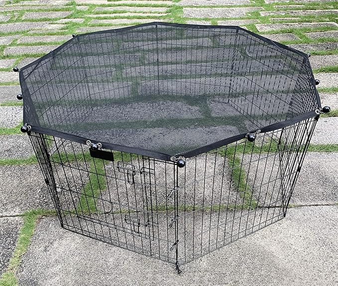 Universal Octagonal Dog Playpen Top Cover, Provide Shade and Security for Pets Outdoor and Indoor, Fits All 24" Wide 8 Panel Pet Exercise Pen (8x24 W Cover, Mesh)