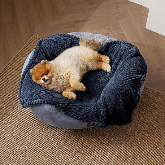 Bedsure Dog Blanket for Small Dogs Washable - Soft Fluffy Puppy Blanket with Premium 300GSM Coral Fleece, Cozy Calming Cat Blankets for Indoor Cats, Fuzzy Pet Blanket for Kitten Doggy, Navy, 25x35IN