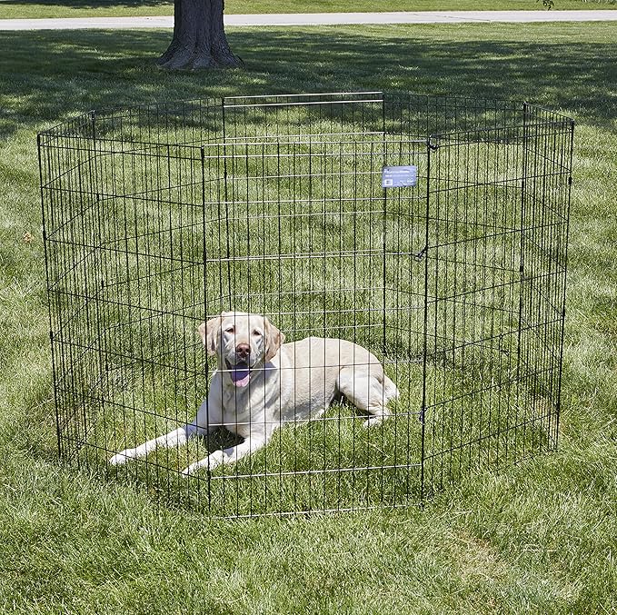 MidWest Homes for Pets Dog Exercise Pen & Playpen, 24" W x 42" H, No Door, Black