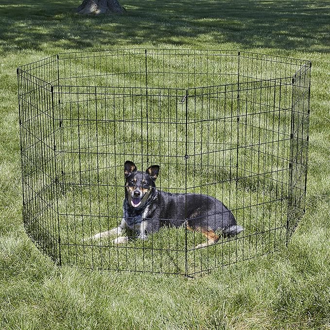 New World Dog Exercise Pen & Playpen, 24" W x 36" H, No Door, Black