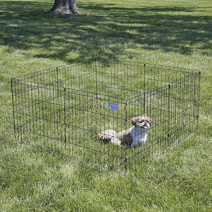 MidWest Homes for Pets Dog Exercise Pen & Playpen, 24" W x 24" H, No Door, Black