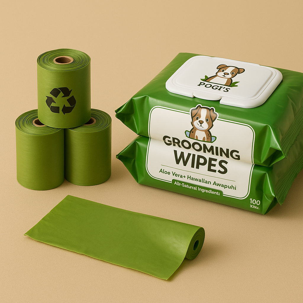 Dog Poop Bags & Grooming Wipes Set