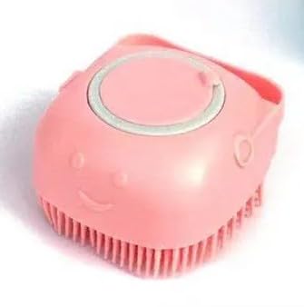 Pet Bath Massage Brush Puppy Dog Cat Grooming Soft (Pink)
