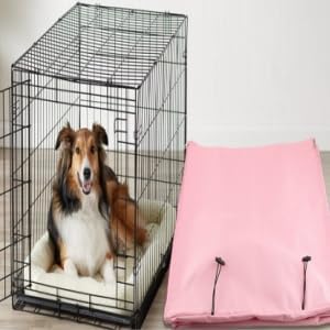 Pssopp Dog Crate Cover, Long Last Service Pet Kennel Cover Dog Cage Cover Waterproof Dog Kennel Cover for Medium Dog (Pink M)