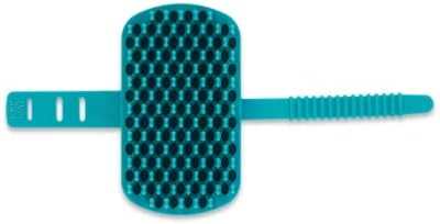 Messy Mutts Reversible Silicone Dual Sided Pet Grooming Brush | Gentle Massage, Brushing, Bathing and Dog Hair Removal Tool | One Size Fits All | Blue