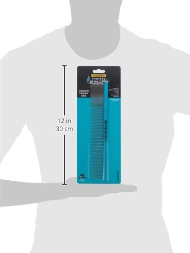 Master Grooming Tools Aluminum Finishing Comb — Versatile Combs for Grooming Dogs, 10", Black